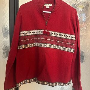 Eddie Bauer Red Half-Zip Sweater